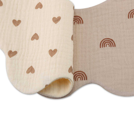 Pack of 3 Organic Cotton Baby Bibs – Rainbow, Hearts & Dots
