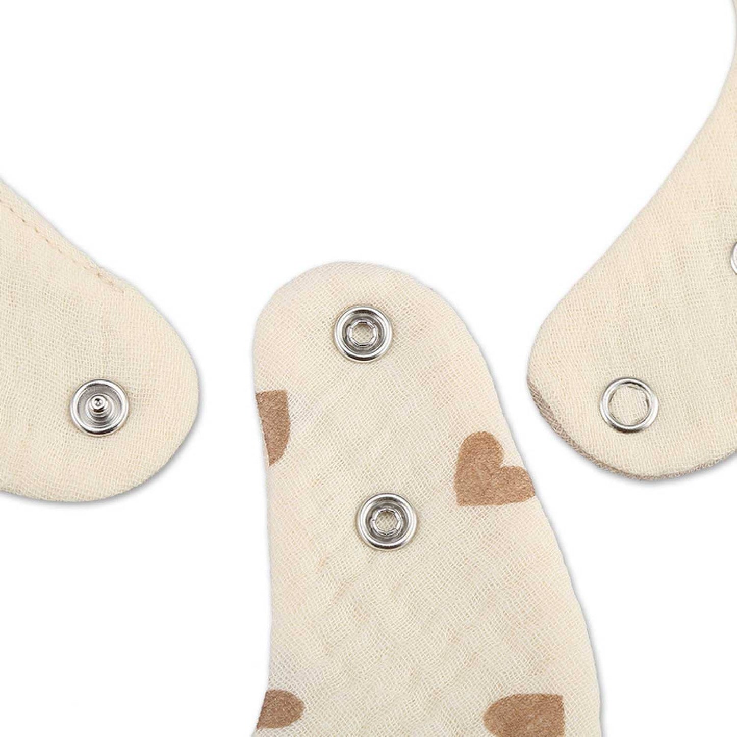 Pack of 3 Organic Cotton Baby Bibs – Bear, Hearts & Dots