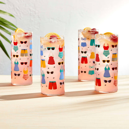 Vintage Swimsuits Cooler Glasses | Set of 4