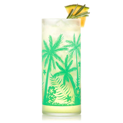Vintage Palm Trees Cooler Glasses | Set of 4