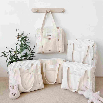 Olive Embroidered Stroller and Diaper Bag