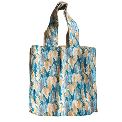 Everyday Tote- Aqua Pompas Feather
