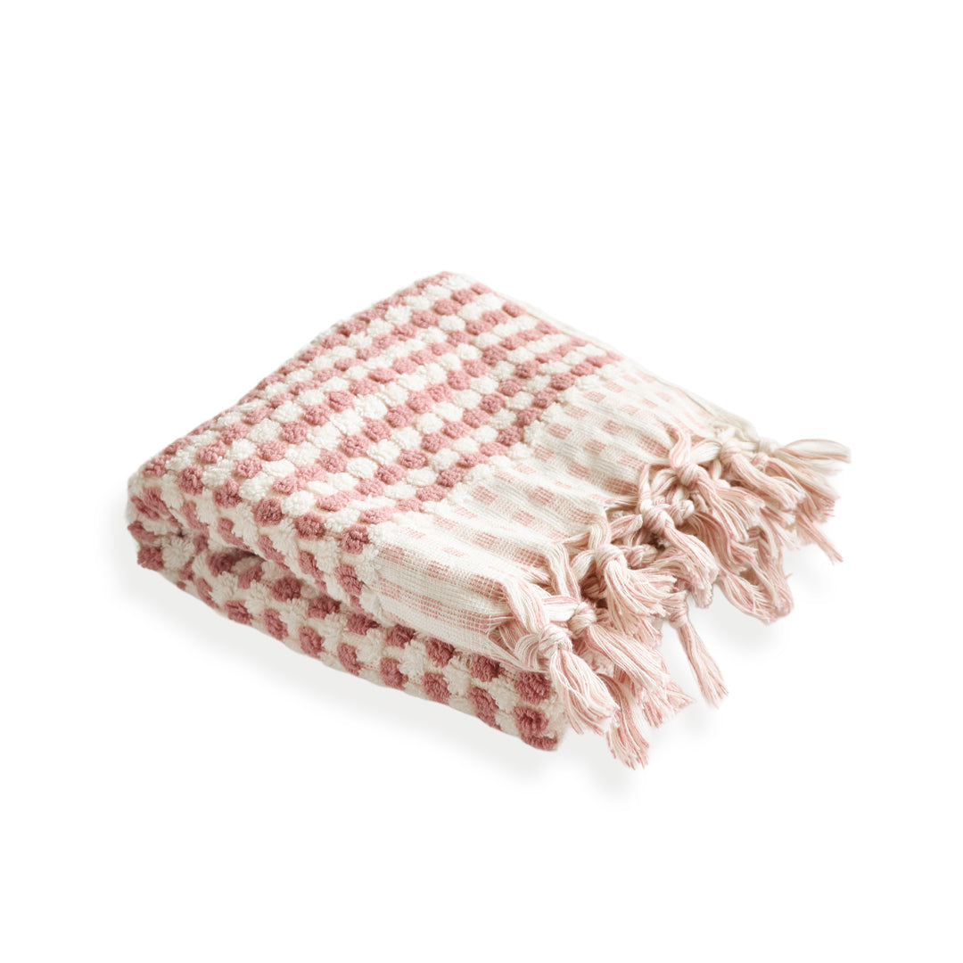 Pompom Bubble Handloomed Turkish Hand Towels: Rose